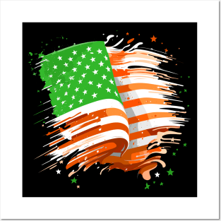 Irish American Retro Flag Design Posters and Art